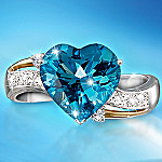 Heart Embrace Blue Topaz & Diamond Ring
